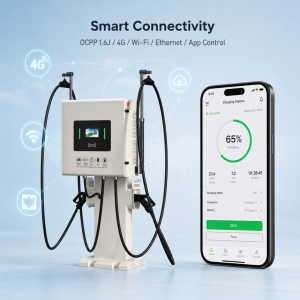 80kW Dual CCS2 Free Standing DC Fast Charging Station with Touchscreen Display and RFID