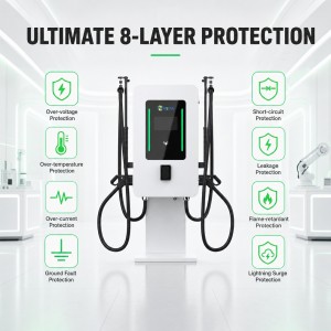 High Reliability 80kW Dual Port Pedestal DC Fast EV Charger with Intelligent Temperature Control