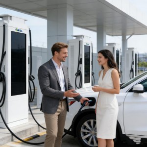 Dual-Gun 120kW DC Fast Charging Advertising Station with 1000V Wide Voltage for Fleet Charging