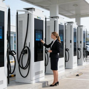 Dual-Gun 120kW DC Fast Charging Advertising Station with 1000V Wide Voltage for Fleet Charging