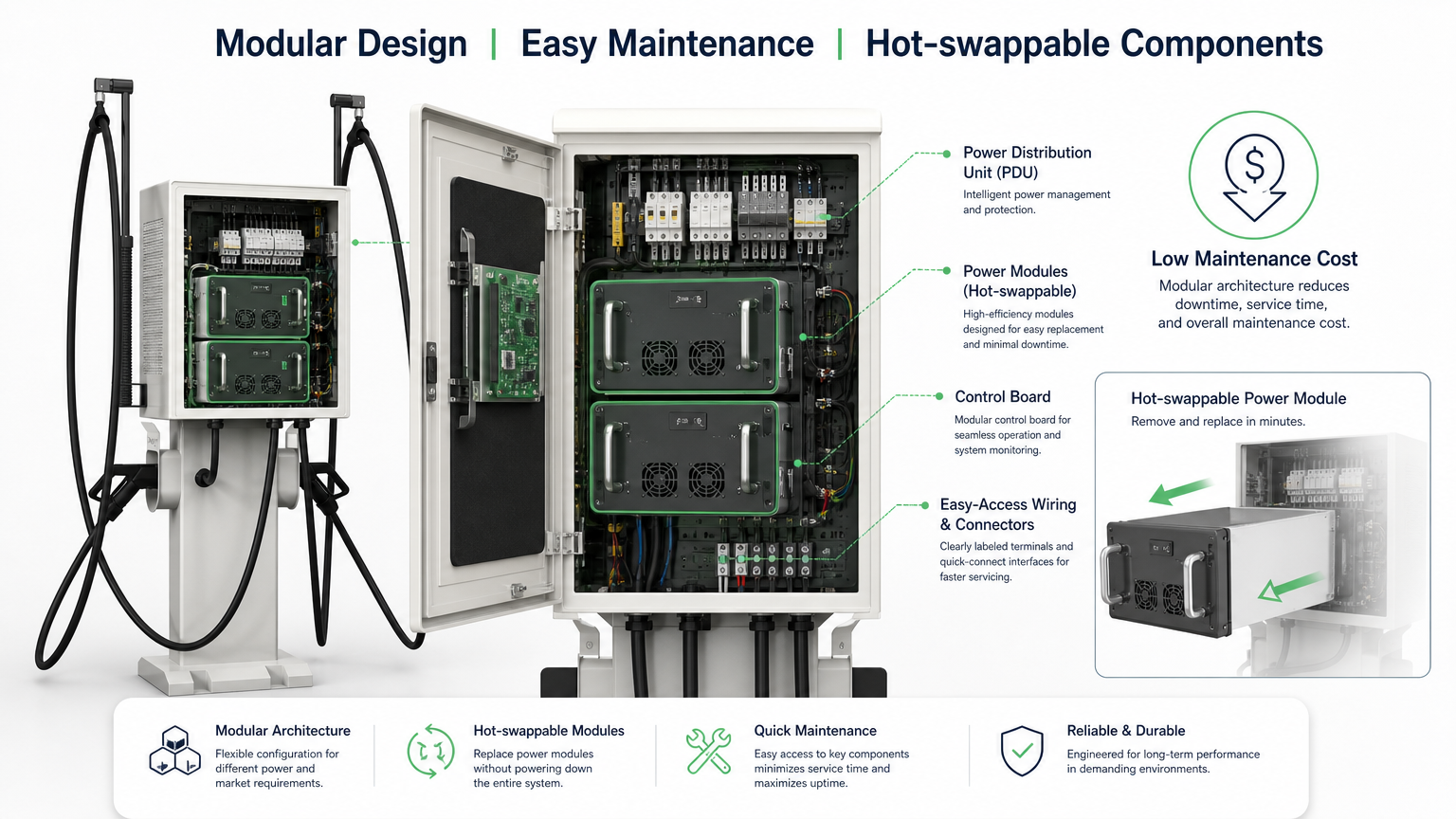MIDA 80kW Dual Gun Commercial Pedestal DC Fast Charger CE Certified for European Market - 3. High-Efficiency Modular Silicon Carbide (SiC) Power Architecture