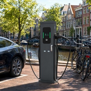 22kW Outdoor AC EV Charger Pedestal with Charging Socket