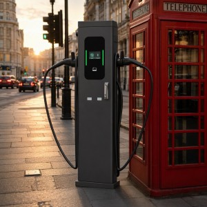 22kW AC EV Charger Stand with Tethered Type 2 Cable