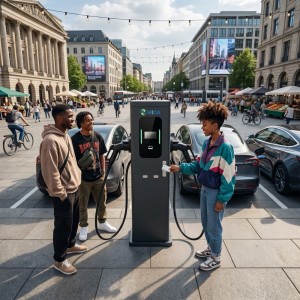 22kW AC EV Charger Stand with Tethered Type 2 Cable