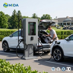 MIDA 40kW Dual Port DC Wallbox with Pedestal, Intelligent Fast EV Charger CCS1/CCS2 for Business