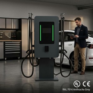 MIDA 40kW Dual Port DC Wallbox with Pedestal, Intelligent Fast EV Charger CCS1/CCS2 for Business