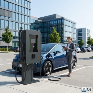 MIDA 40kW Dual Port DC Wallbox with Pedestal, Intelligent Fast EV Charger CCS1/CCS2 for Business