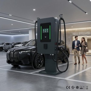 MIDA 40kW Dual Port DC Wallbox with Pedestal, Intelligent Fast EV Charger CCS1/CCS2 for Business