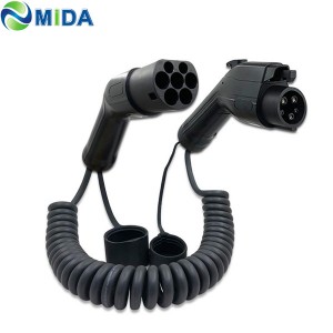 16A type 1 to type 2 portable ev charging spring wire