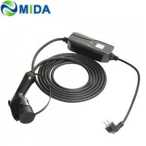 Type 1 Portable EV Charging Cable, US Standard, Switchable Charging Box, 10/16 A, Schuko 2-Pin Charger