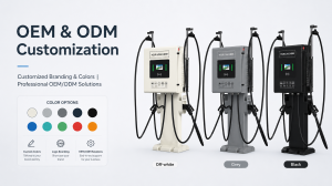 80kW Dual CCS1 NACS Pedestal DC Fast EV Charging Station for North American Fleets