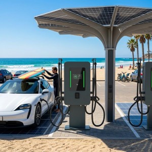 MIDA 60kW Floor-mounted DC Fast Charging Station, Dual Gun Level 3 EVSE with RFID & App Control