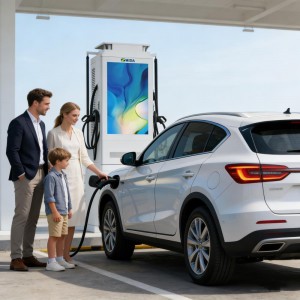 MIDA 120kW 180kW DC EV Charger Station with 43-inch Digital Media Display Dual CCS2 Guns CE Certified