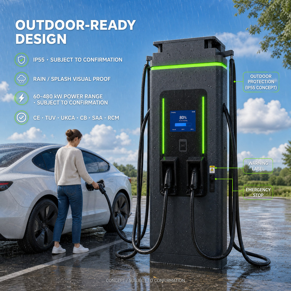 200kW Highway Ultra Fast EV Charging Station Dual Connectors for Public Charging Hubs - 4. Intelligent Dynamic Power Allocation & Dual-Gun Multi-Standard Outlets