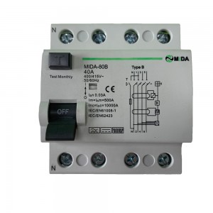 40A 63A 100A 4P B Type RCD RCCB Circuit Breaker