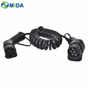 three phases type 2 to type 2 portable ev charging spring wire 32A