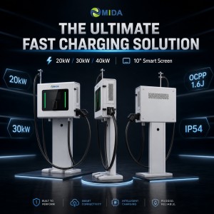 MIDA 40kW Wall Mounted DC Fast EV Charger Single NACS Plug for Commercial Fleet Depot