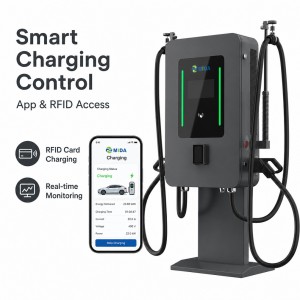 60kW Dual CCS2 Commercial Pedestal DC EV Fast Charger with OCPP 1.6J and RFID