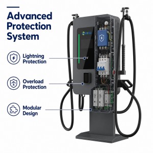 60kW Dual CCS2 Commercial Pedestal DC EV Fast Charger with OCPP 1.6J and RFID