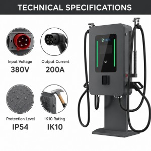 60kW Dual CCS2 Commercial Pedestal DC EV Fast Charger with OCPP 1.6J and RFID