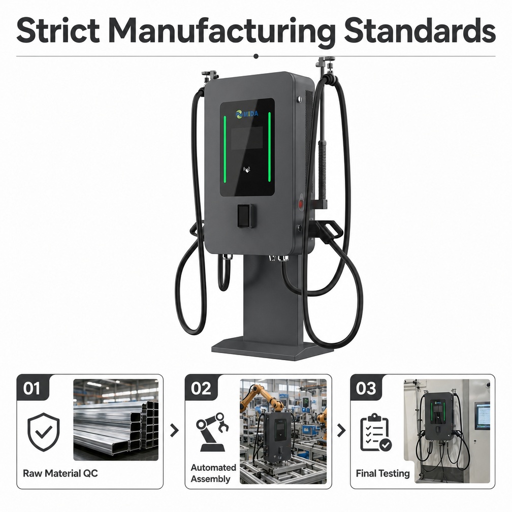 60kW Free Standing Dual Gun Commercial EV Charger with Dual 30kW Independent Power Modules - 2. 150V–1000V Ultra-Wide Voltage Matrix & High-Power Output